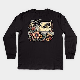 A Tropical Symphony. summer vibe on a desert island Kids Long Sleeve T-Shirt